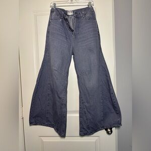 Free People Gray Barrel Wide-Leg Jeans